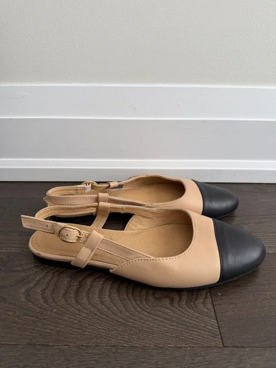 Leather Black cap toe slingback flats 38 - Picture 2 of 7